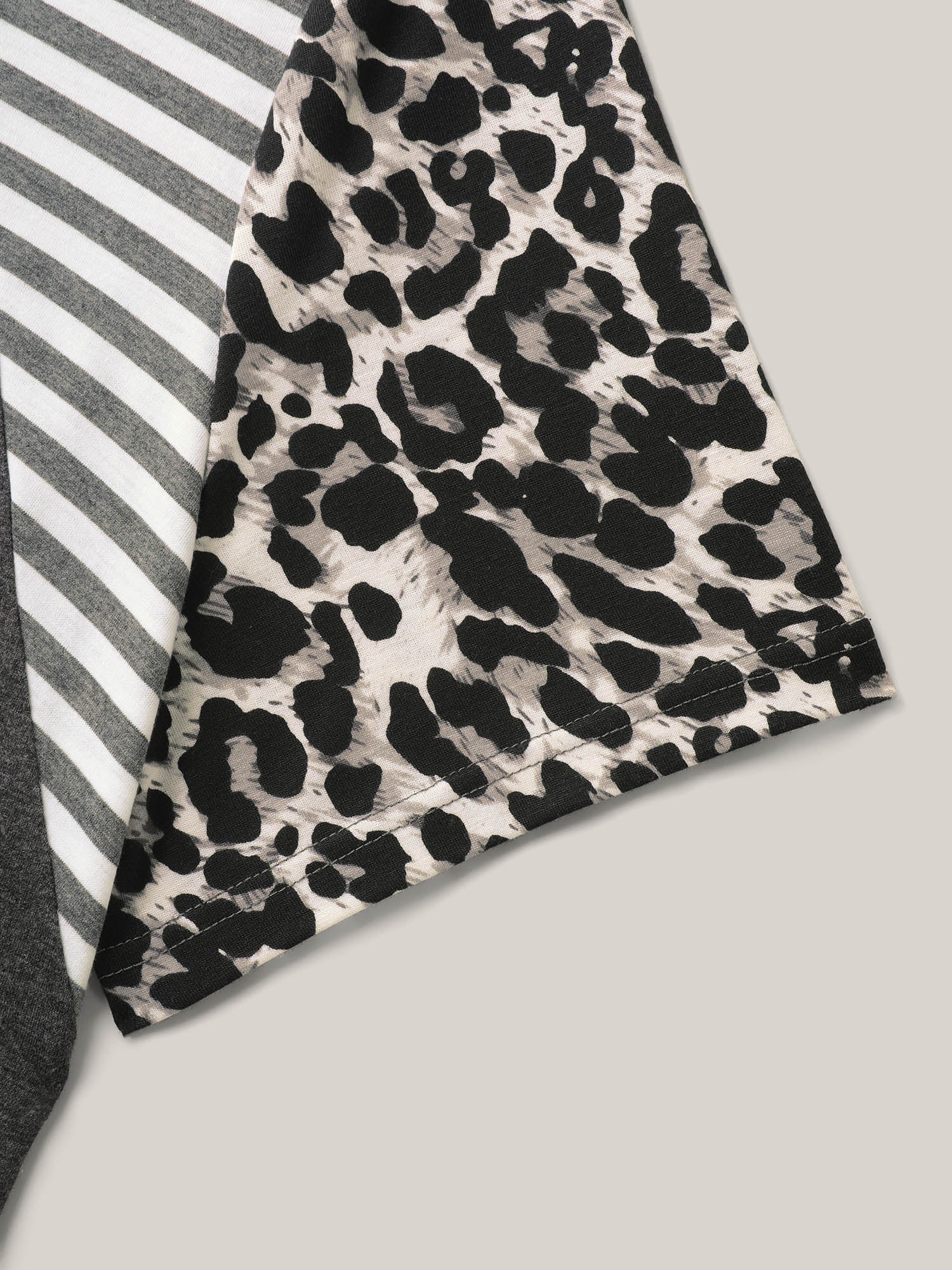 Leopard Stripes Raglan Sleeve T-Shirt