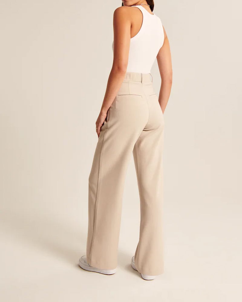 Icy Tailored Crepe Wide-Leg Pants
