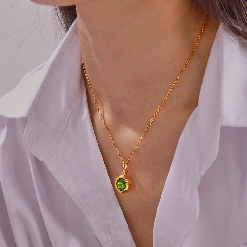 Minimalist Quadrilateral 304 Stainless Steel 18K Gold Plated Plating Earrings Necklace Jewelry Set