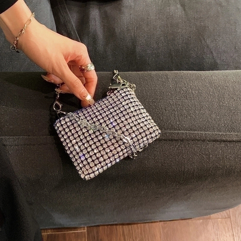 Silver Pvc Solid Color Square Evening Bags