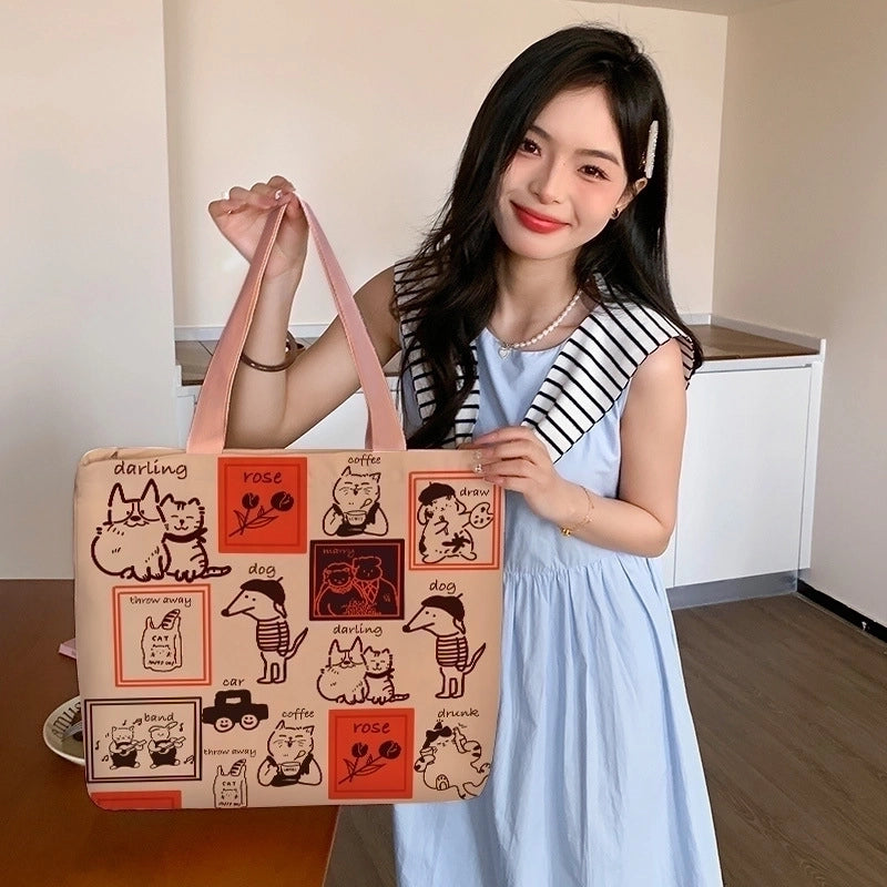 Women's Cute Cartoon Canvas Shopping Bags