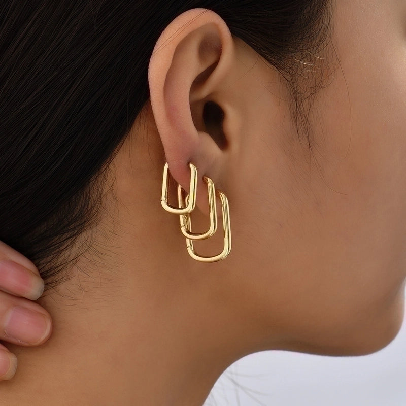 1 Pair Minimalist Heart Shape Plating Copper Earrings