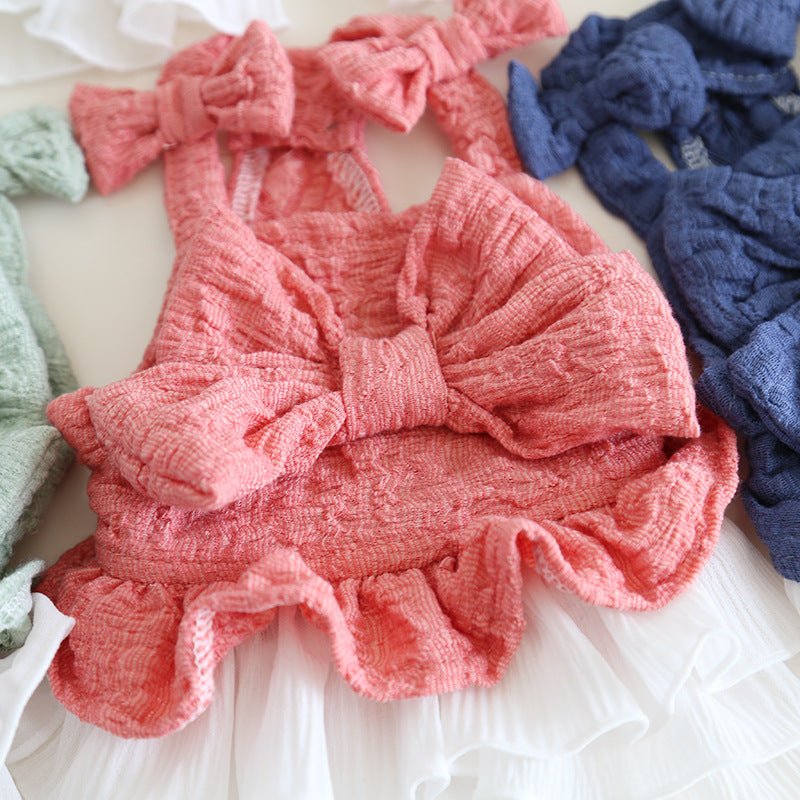 Sweet Big Bow Dog Cat Chiffon Dress