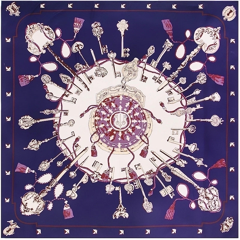 130cm Flower Carriage Twill Large Square Scarf Scarf Sunscreen Shawl