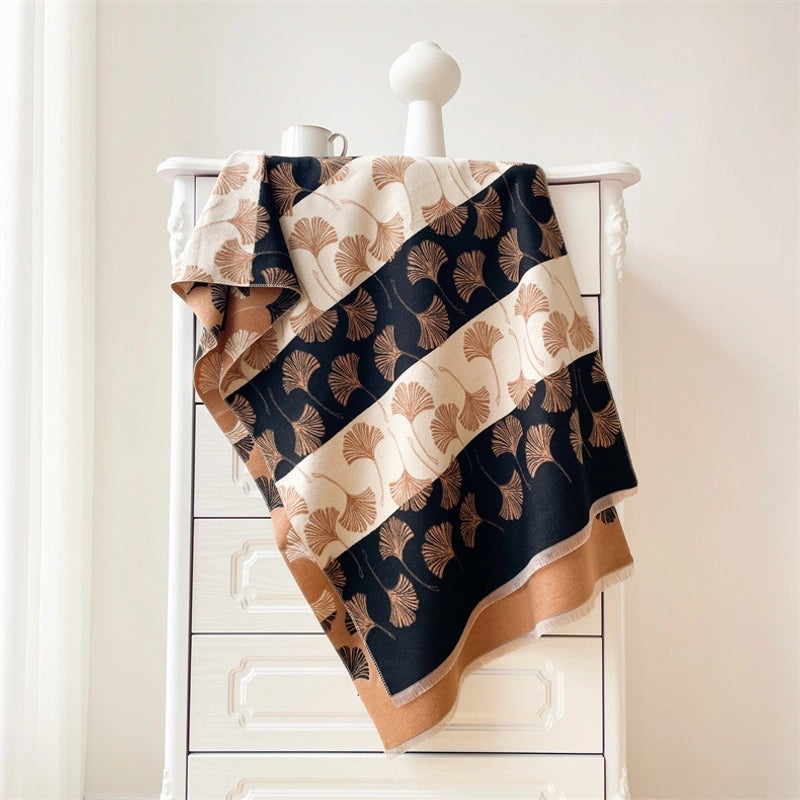 Women's  Sweet Ginkgo Leaf Imitation Cashmere Scarf