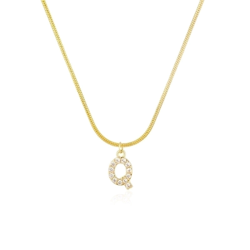 304 Stainless Steel Copper Classic Style Inlay Letter Zircon Pendant Necklace