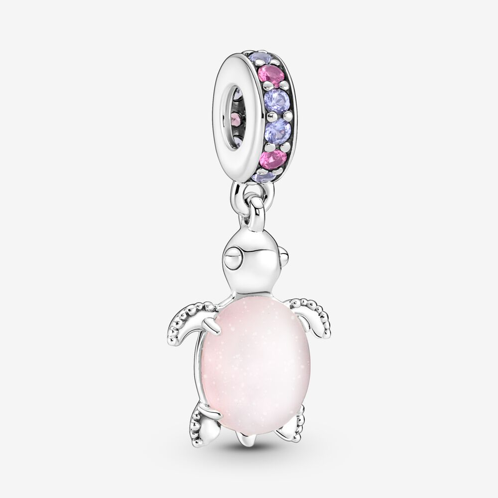 Murano Glass Pink Sea Turtle Dangle Pandora Charm