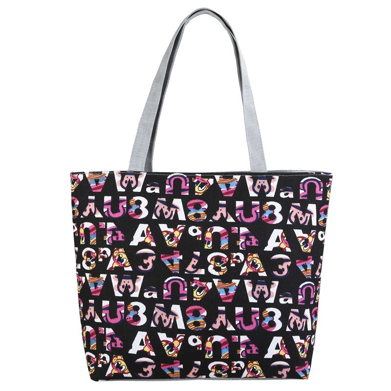 Women's Classic Style Flower Canvas Shopping Bags