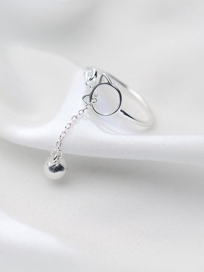Ladies Fashionable And Personalized Geometric Cat Multi-Element Design Open Ring