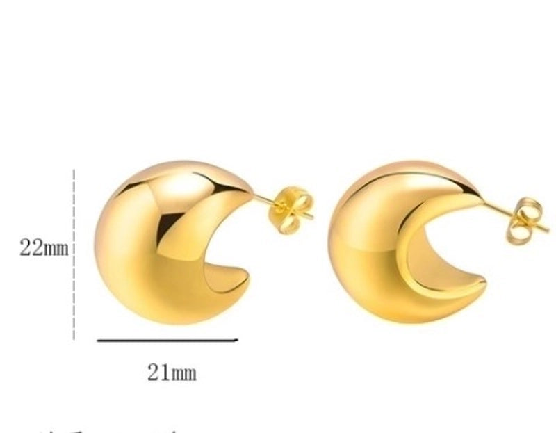 1 Pair Minimalist Solid Color Plating Stainless Steel 18k Gold Plated Ear Studs