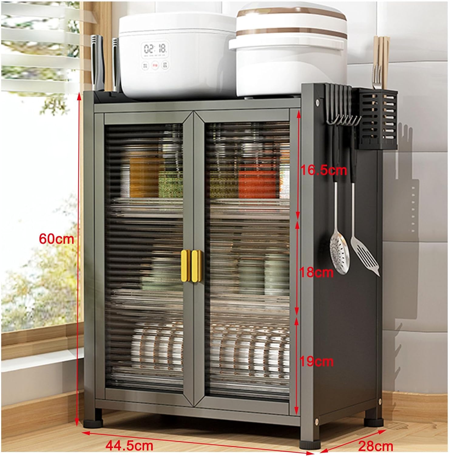Kitchen Worktop Storage Cabinet. Closed Dish Cabinet with Door