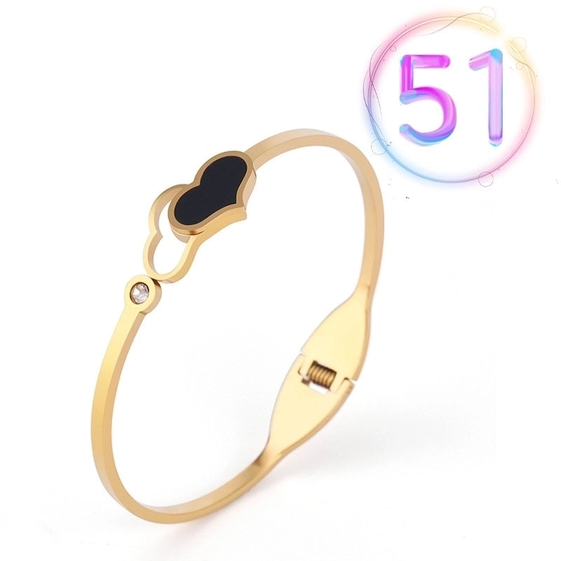 2 Pieces Fashion Geometric Stainless Steel Plating Zircon Bangle