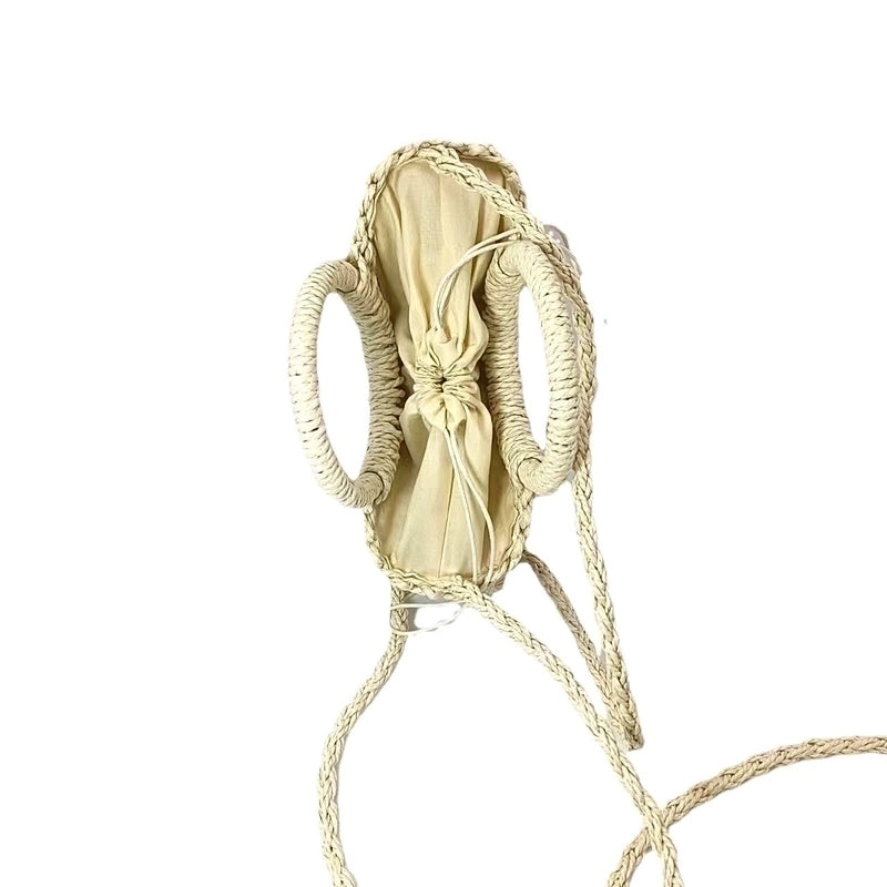 Women'S Small Straw Solid Color Vintage Style String Straw Bag