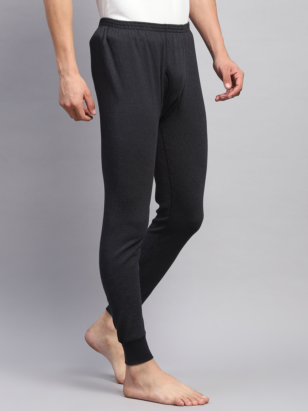 Men Black Solid Thermal Lower