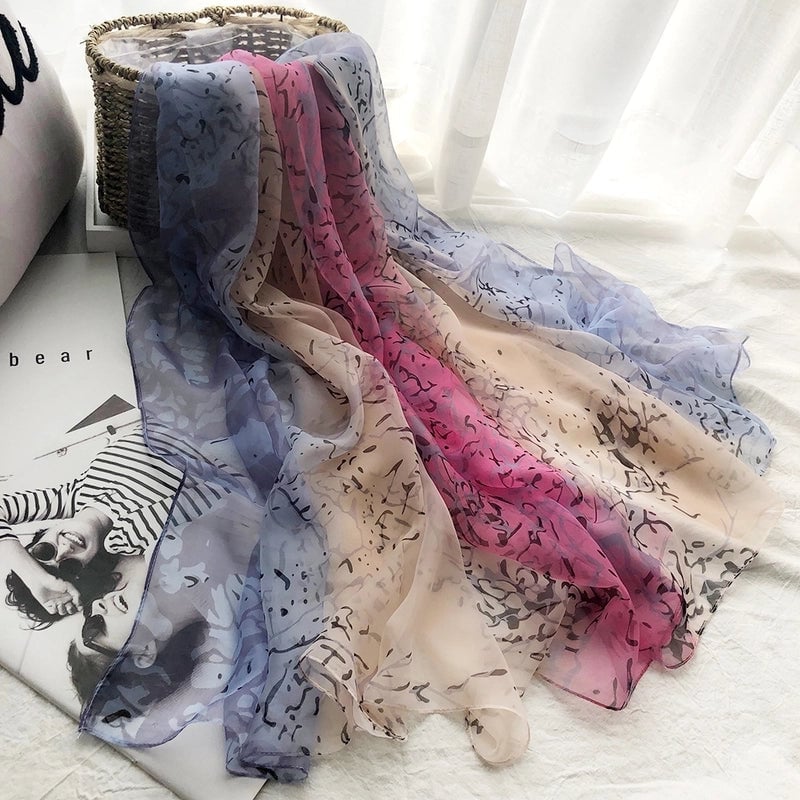 Women's Streetwear Gradient Color Flower Ice Silk Soft Yarn Scarves & Gloves