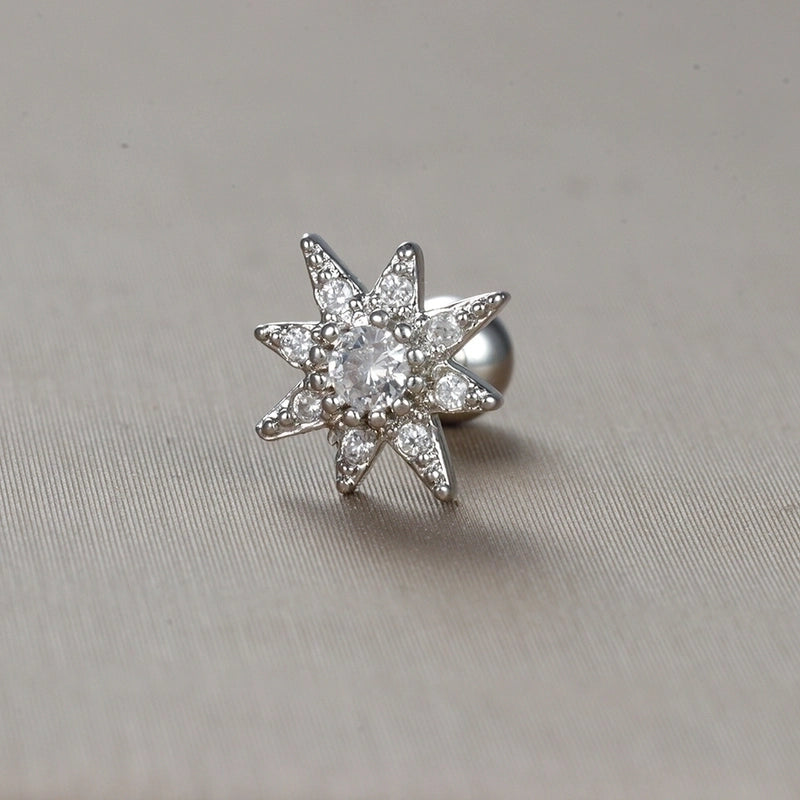 1 Piece Minimalist Star Heart Shape Crown Plating Inlay Stainless Steel Zircon Ear Studs