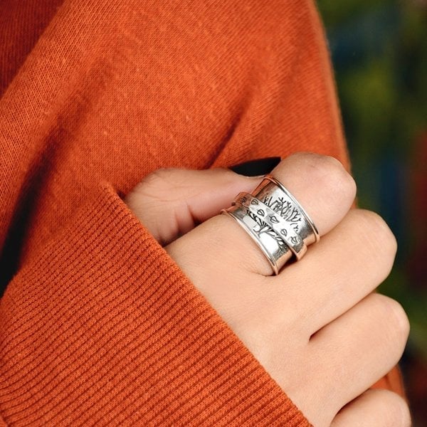 Sterling Silver Tree of Life Spinner Meditation Ring