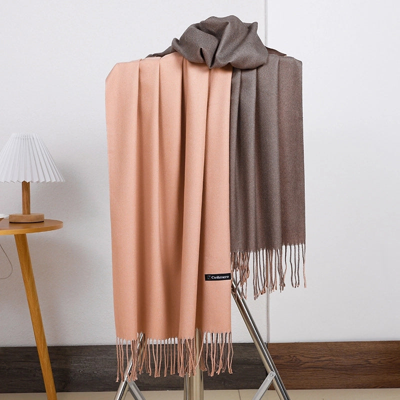 Double-sided Scarf Women's Winter Tassel Cashmere Scarf Autumn And Winter Version New Wool Men's Scarf