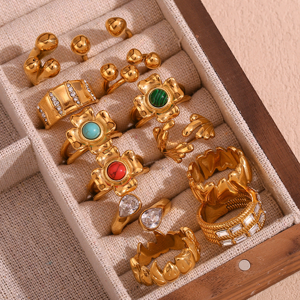 Expressive Fashion Circle Geometric Stainless Steel 18K Gold Plated Rings