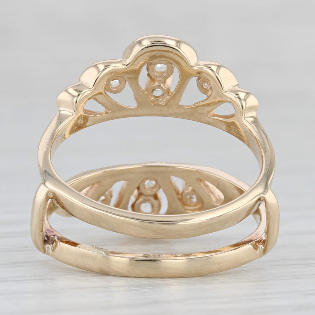 0.20ctw Diamond Ring Guard Jacket 14k Yellow Gold Size 6.5 Bridal