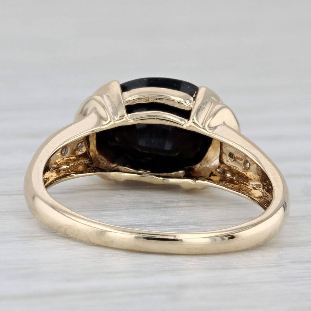 Oval Onyx Diamond Ring 10k Yellow Gold Size 8