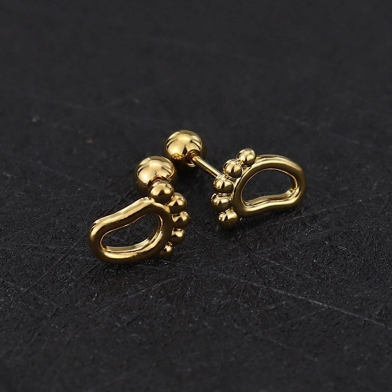 1 Piece Cute Minimalist Geometric Animal Crown Plating Titanium Steel Ear Studs