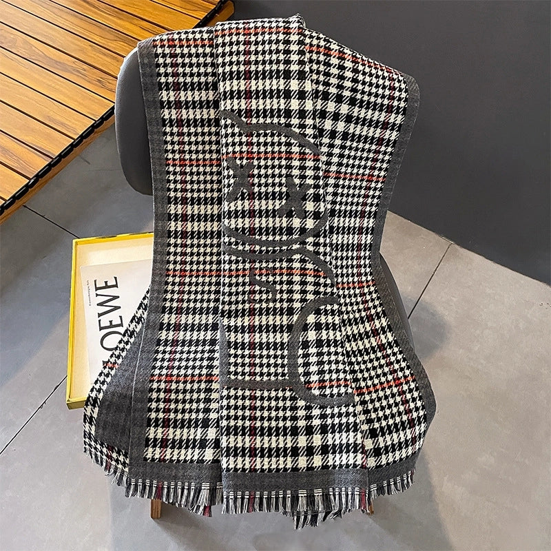 Women's Elegant Lady Plaid Imitation Cashmere Scarf