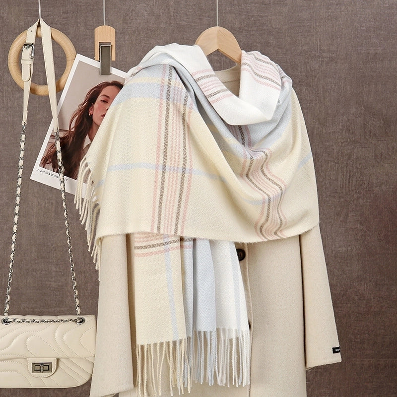 Women's Sweet Classic Style Color Block Imitation Cashmere Scarf