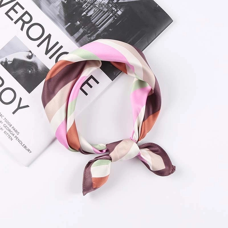 Women's Cartoon Style Sweet Pastoral Leaf Flower Bird Satin Silk Scarf