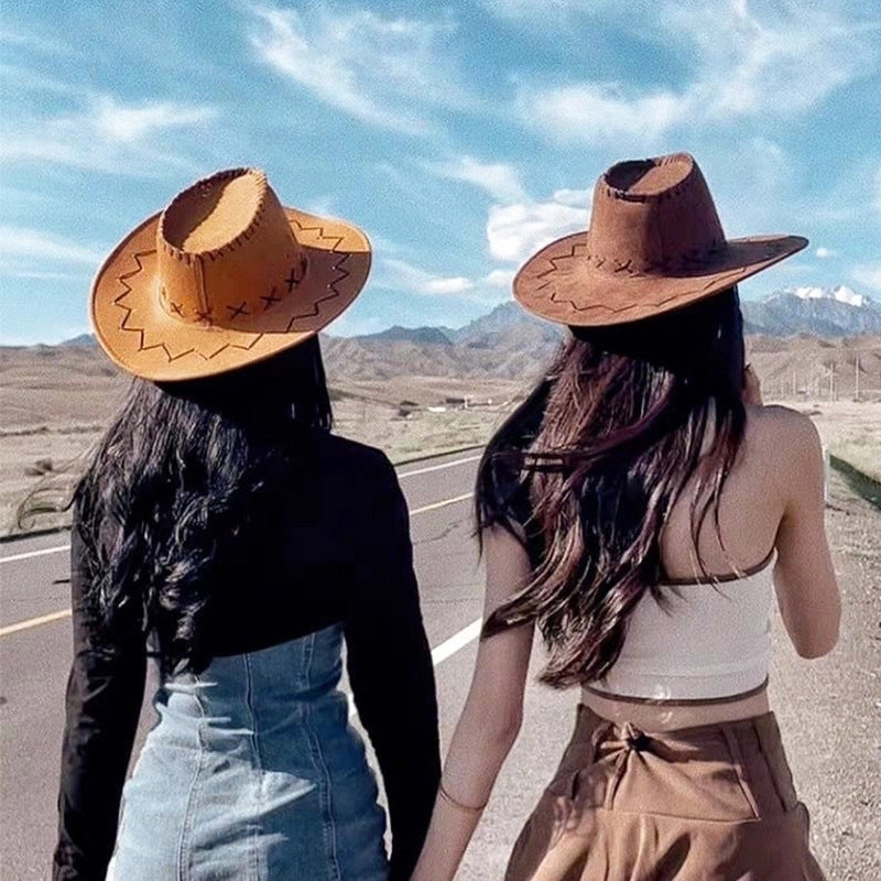 Women's Retro Vacation Solid Color Wide Eaves Cowboy Hat