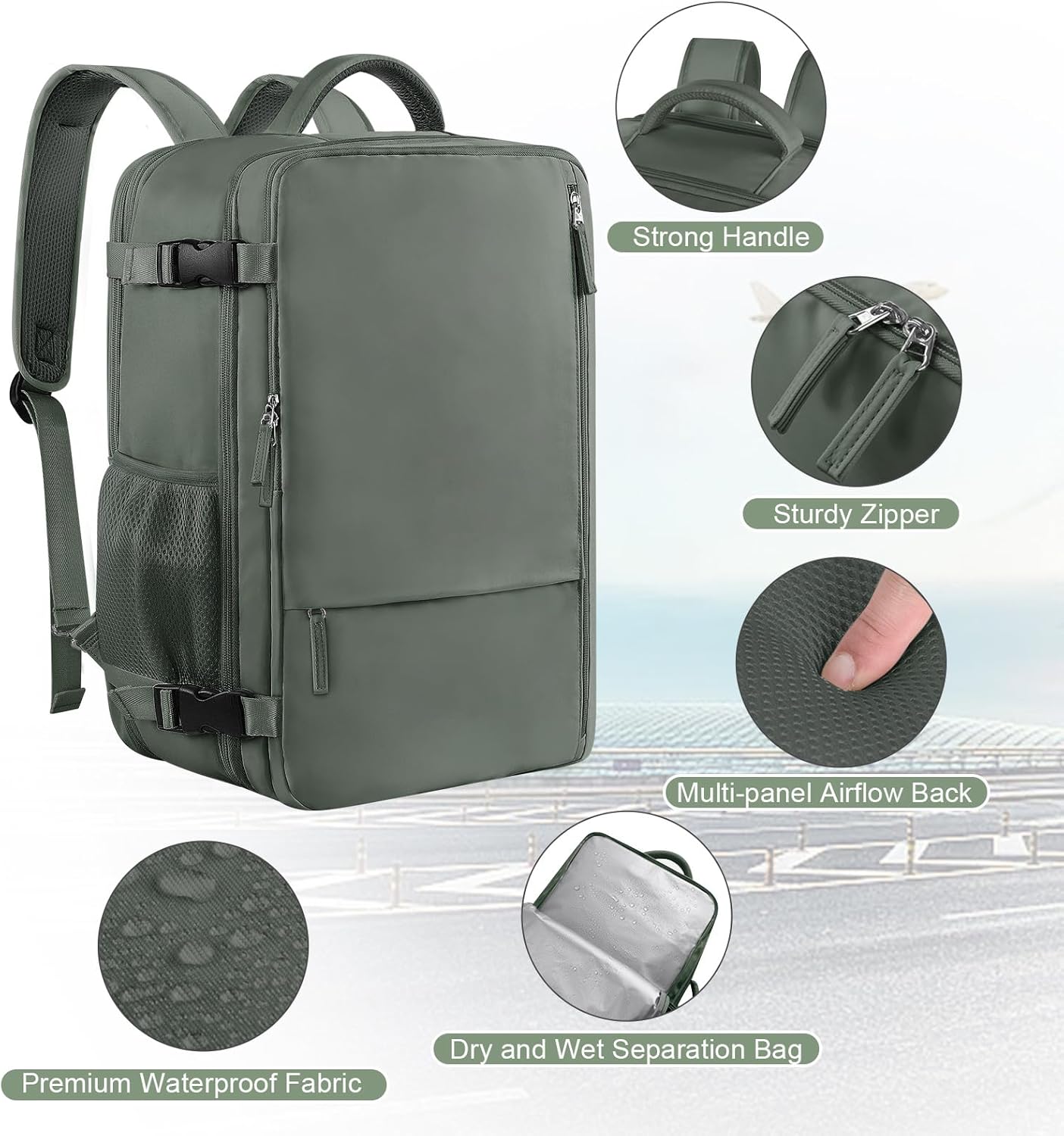 Large Travel Backpack for Women Men, Expandable 40L Carry On Backpack, 17 Inch Laptop Backpack College Bookbag, Waterproof Travel bag as Person Item Flight Approved