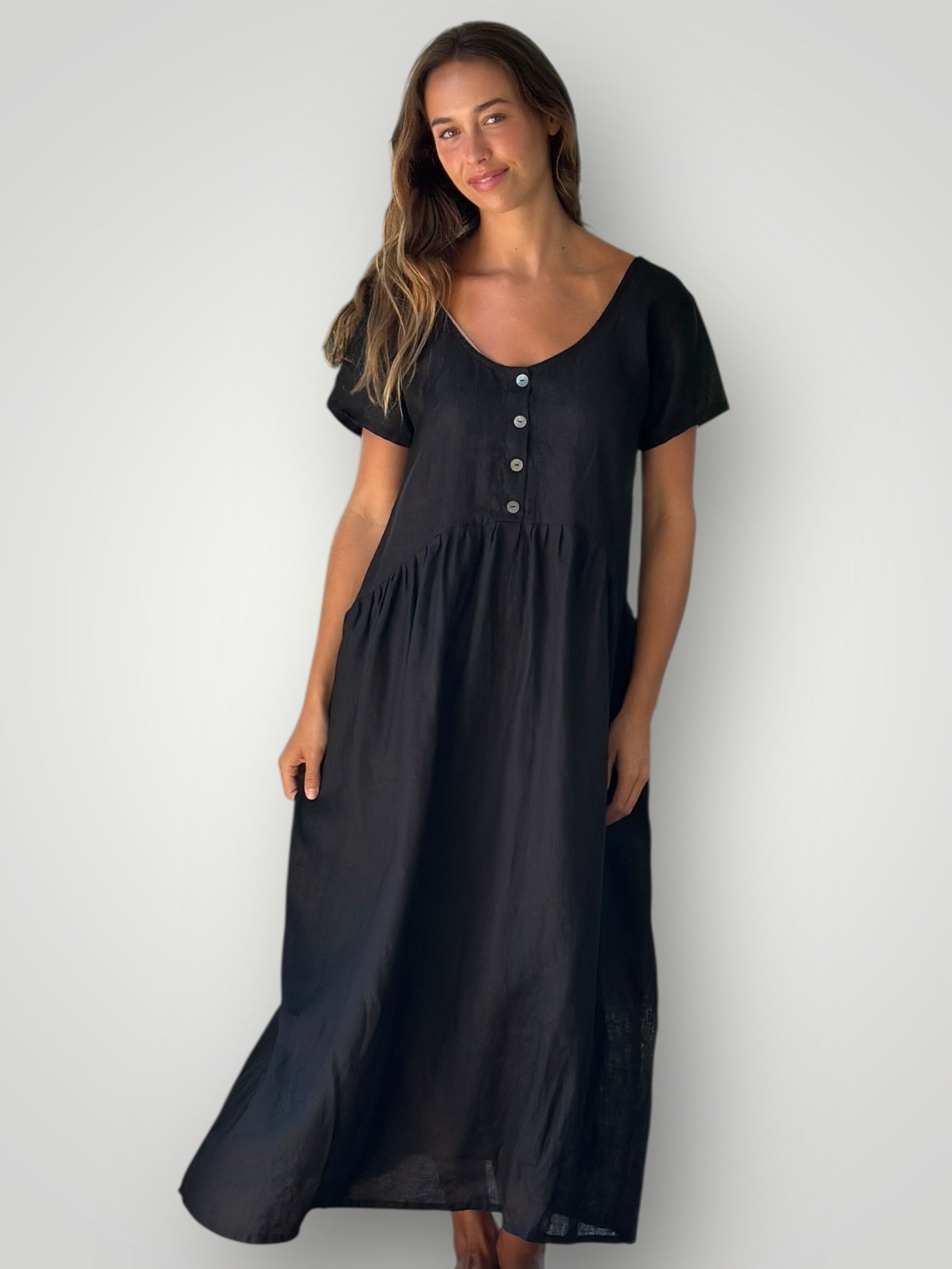 audrey dress - black linen