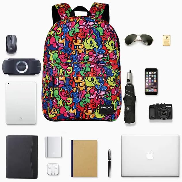 SUPACOOL Casual Laptop Backpack for Men and Women, School Backpack for Boys and Girls, College Bookbag, USB Charging Port, Lightweight Back Pack(Black)