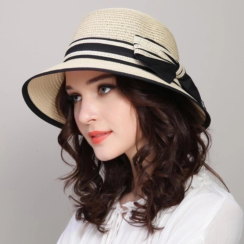 Women's Pastoral Minimalist Solid Color Bowknot Wide Eaves Baseball Cap