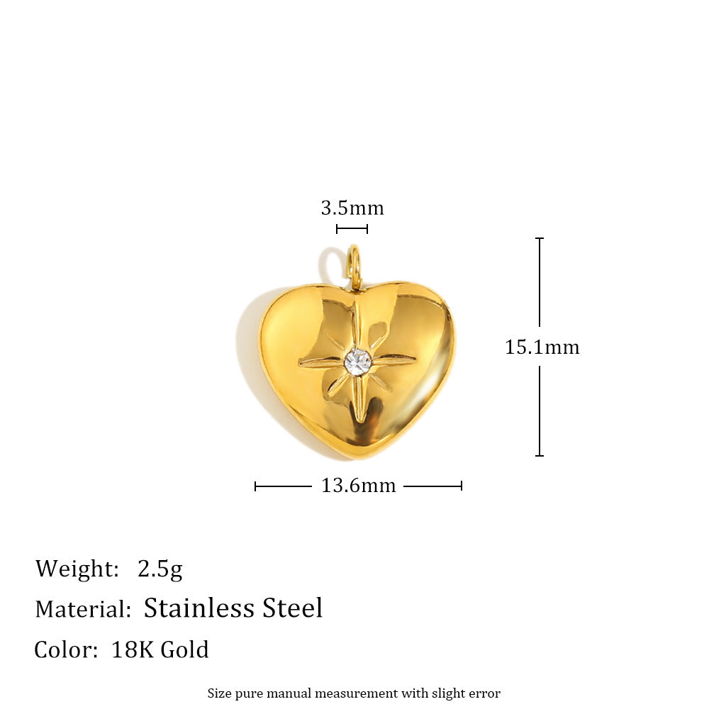 Diy Necklace Accessories Stainless Steel 18K Gold Plated Rose Flower Glue Bead Diamond Love Pendant Female