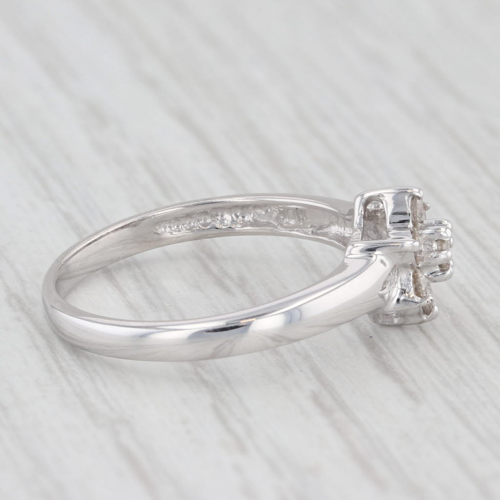 0.20ctw Diamond Flower Ring 14k White Gold Size 6.75