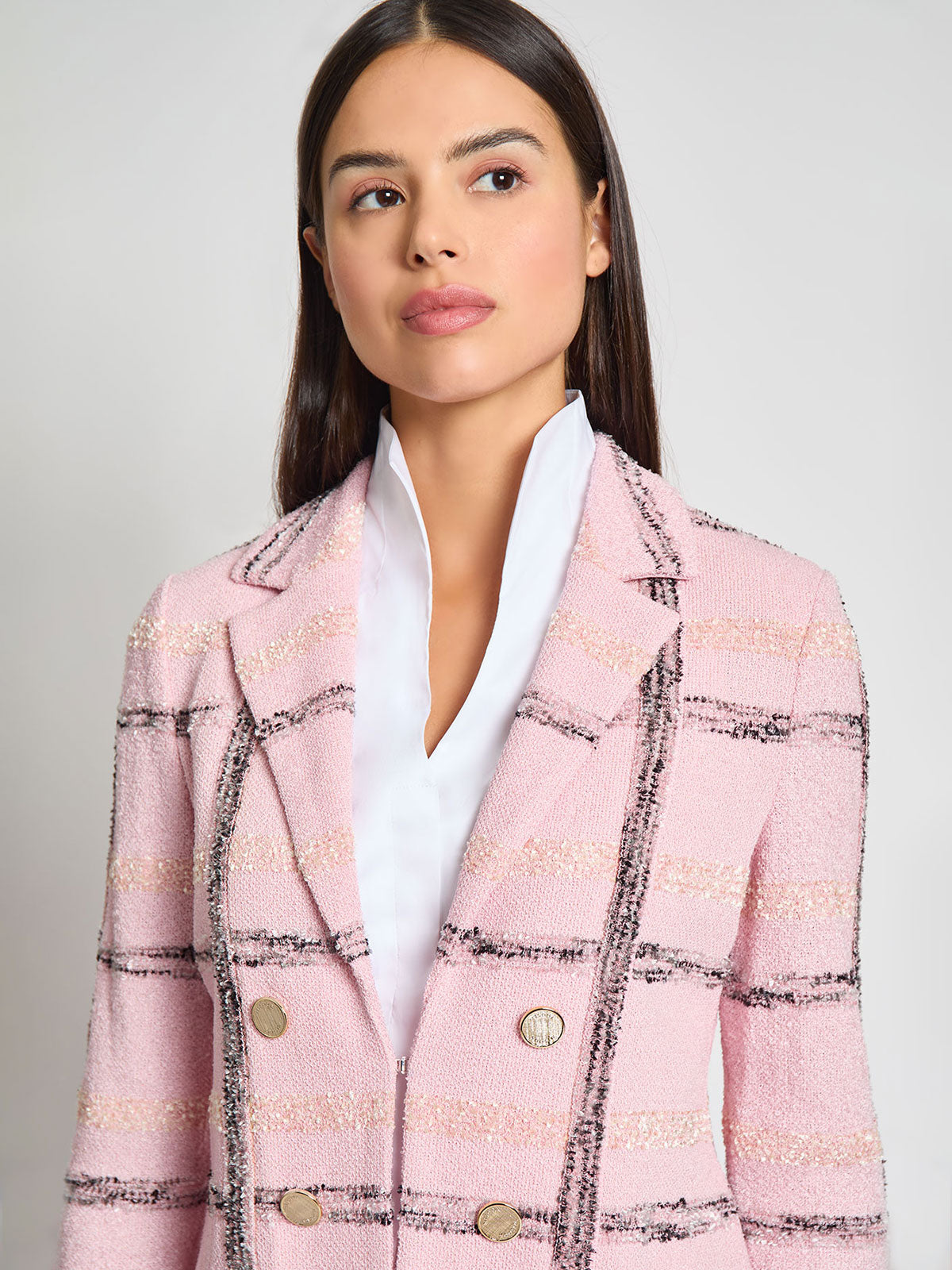 Tailored Plaid Knit Jacket - Vanity Fit
