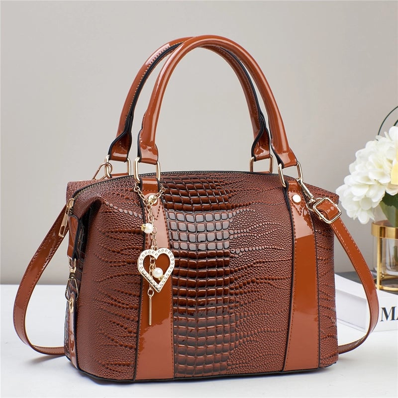Women's Large PU Solid Color Streetwear Sewing Thread Bucket Zipper Shoulder Bag Handbag
