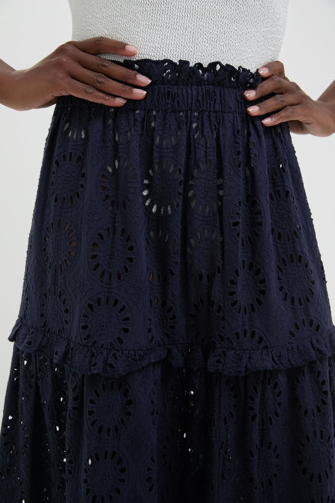 Navy Eyelet Prado Skirt