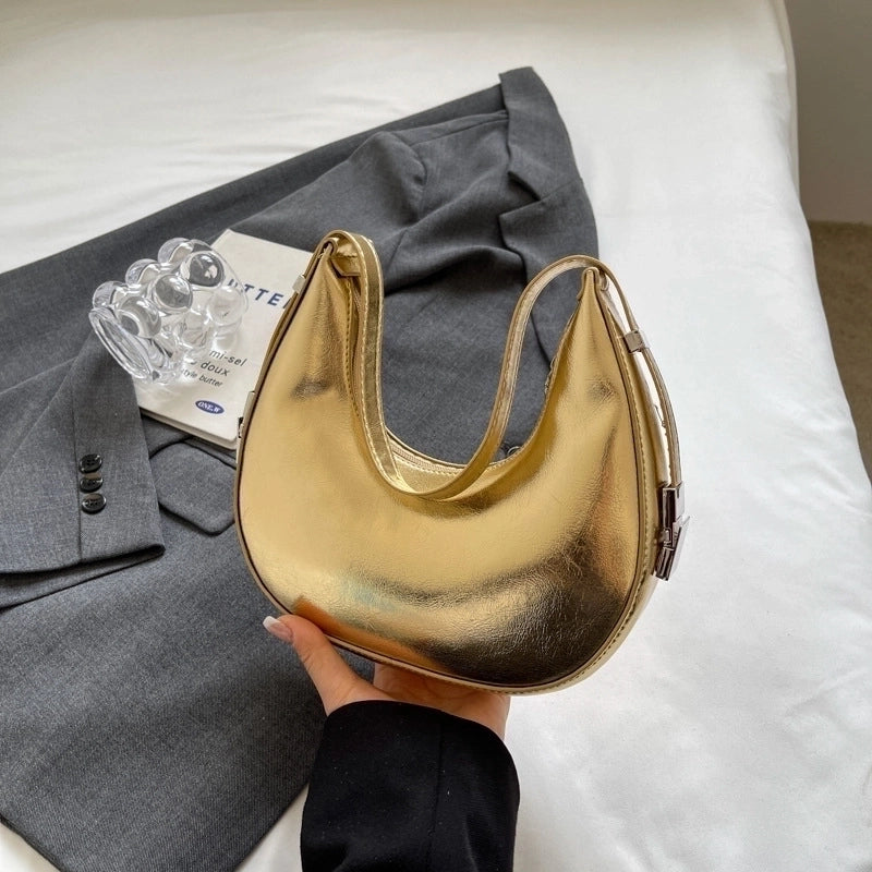 Women's Medium Denim Solid Color Streetwear Zipper Underarm Bag