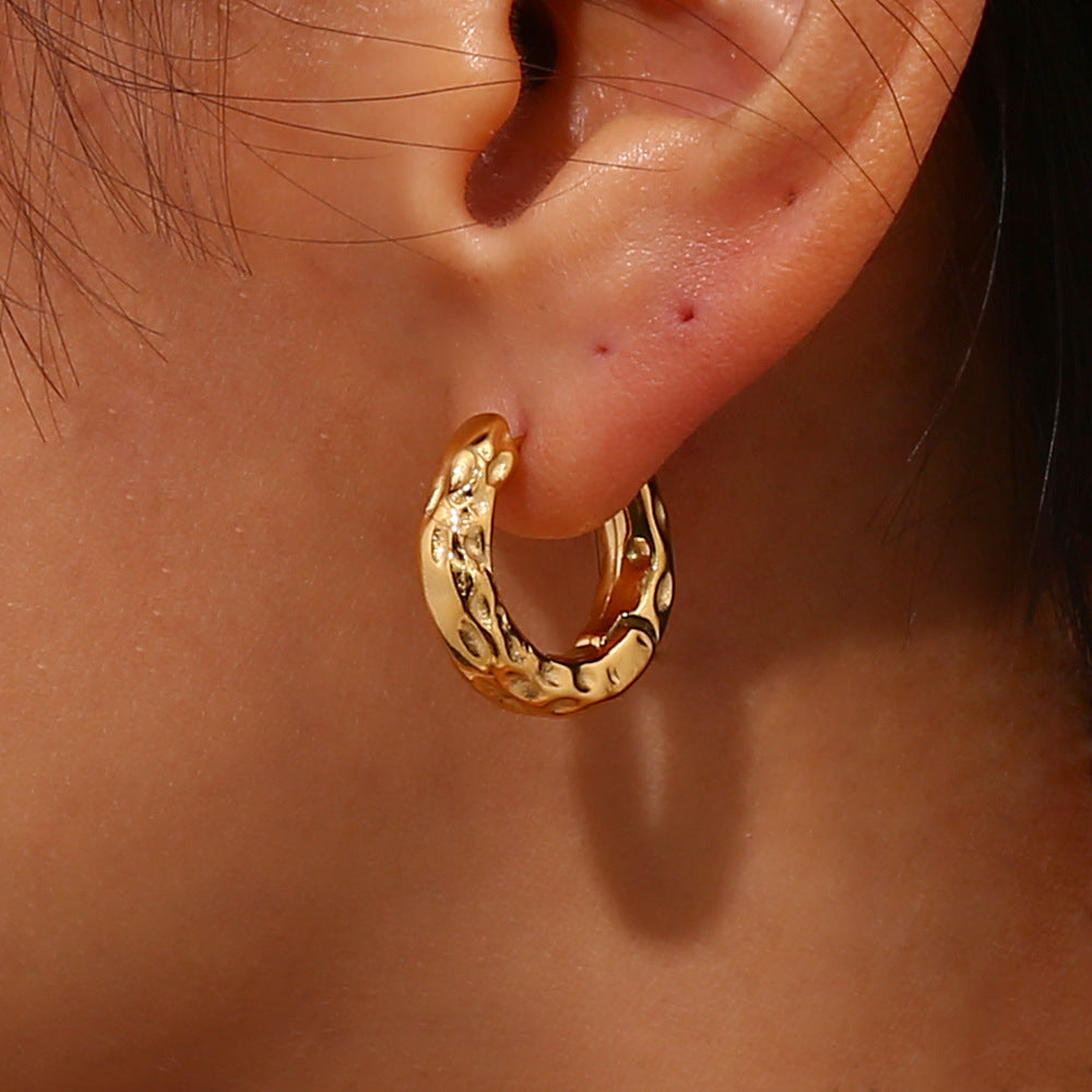 Fashion Round Geometric Stainless Steel 18K Gold Plated Earrings