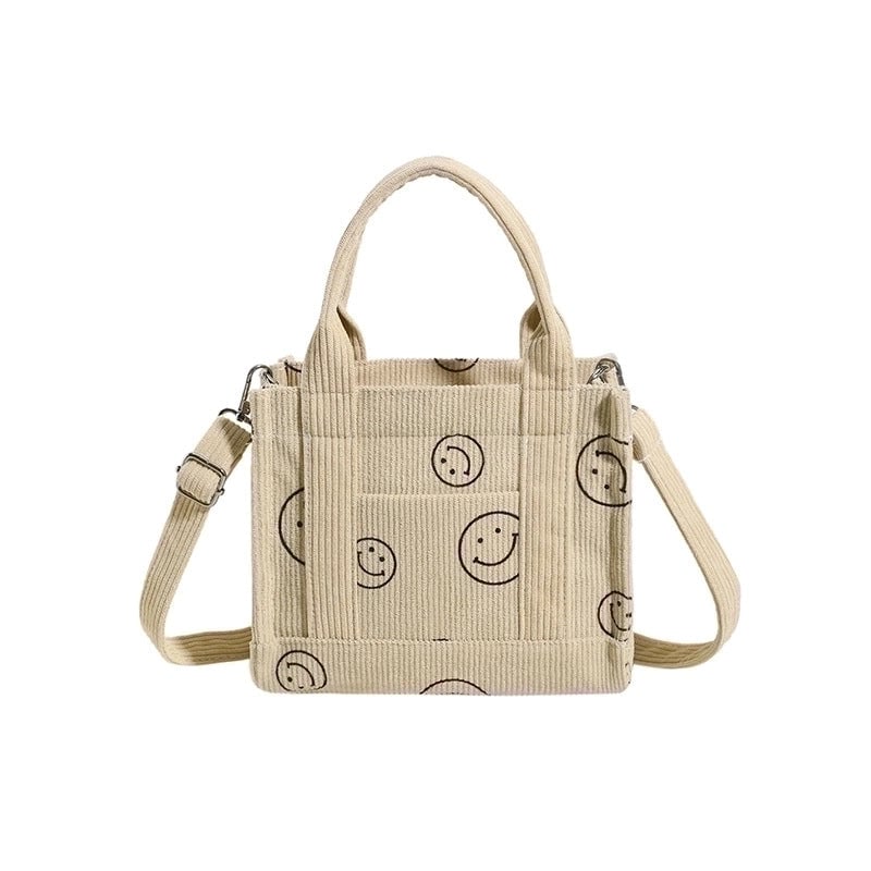 Women's Corduroy Stripe Streetwear Square Zipper Square Bag