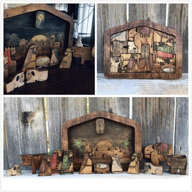 🧩💓Nativity Puzzle With Wood Burned Design Wooden Jesus Puzzles Set Jigsaw Game