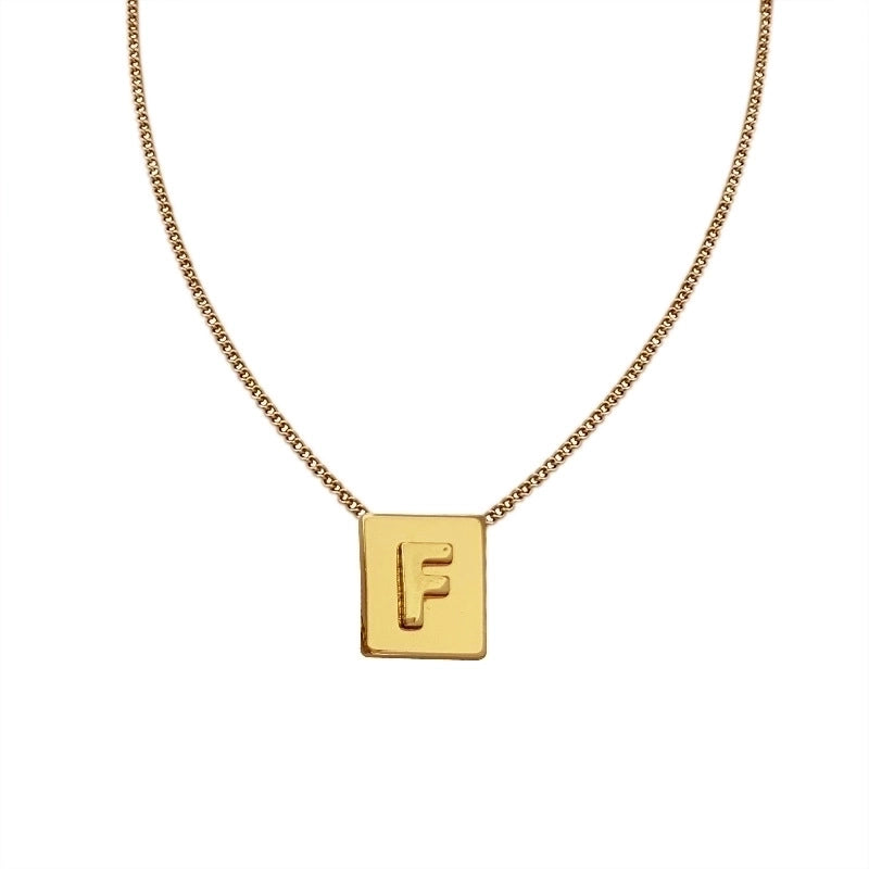 Minimalist Letter Square Titanium Steel Necklace 1 Piece