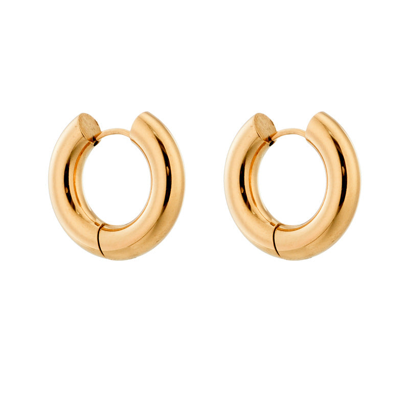 Round Geometric Titanium Steel Electroplating Stud Earrings