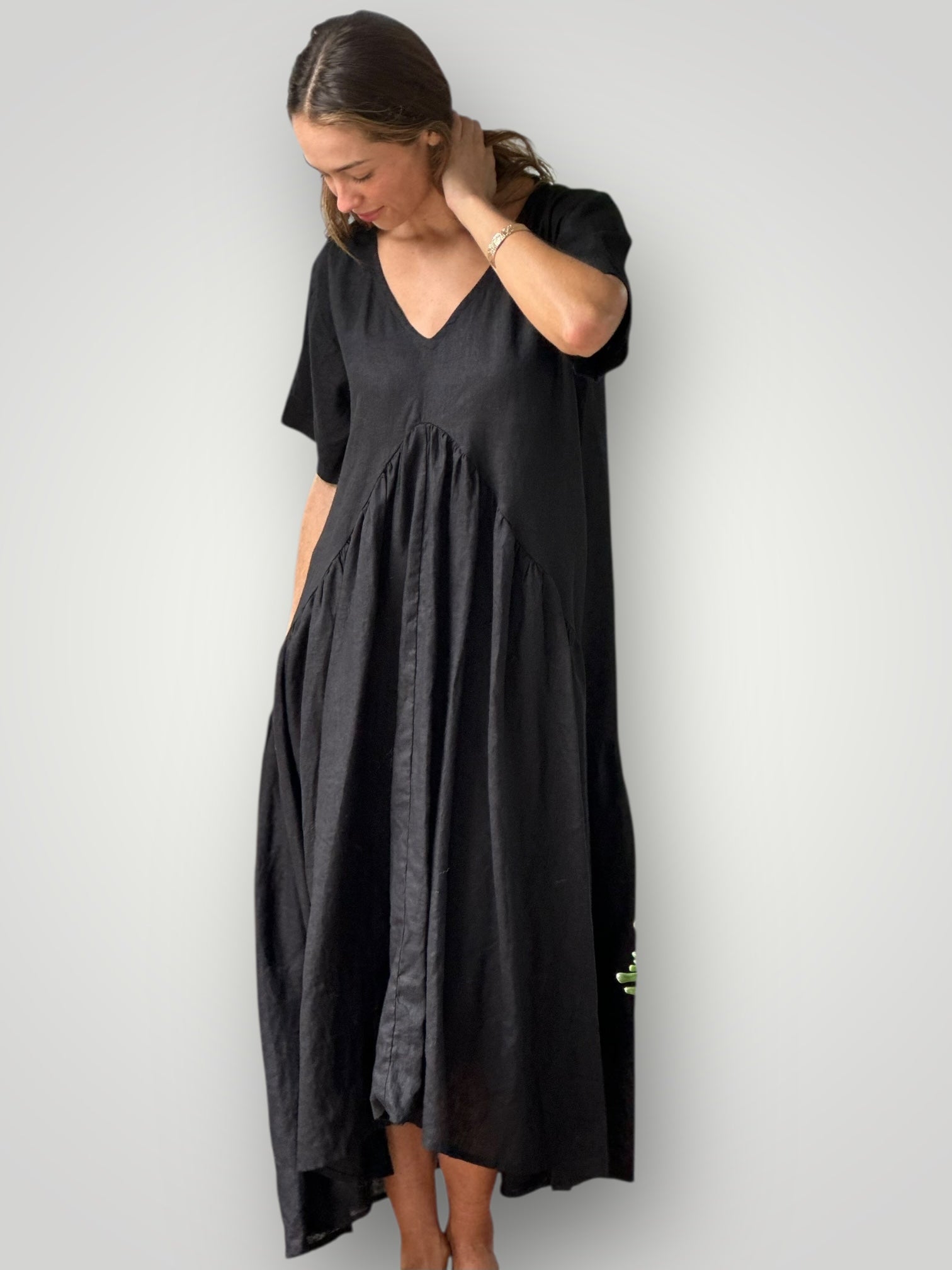 sophia dress -black linen