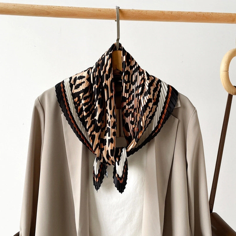 Women's Elegant Lady Leopard Polyester Tie-dye Silk Scarf