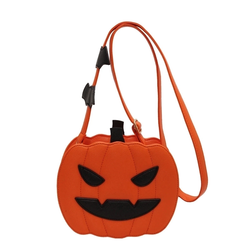 Halloween Women's Medium Pu Leather Pumpkin Vintage Style Zipper Shoulder Bag