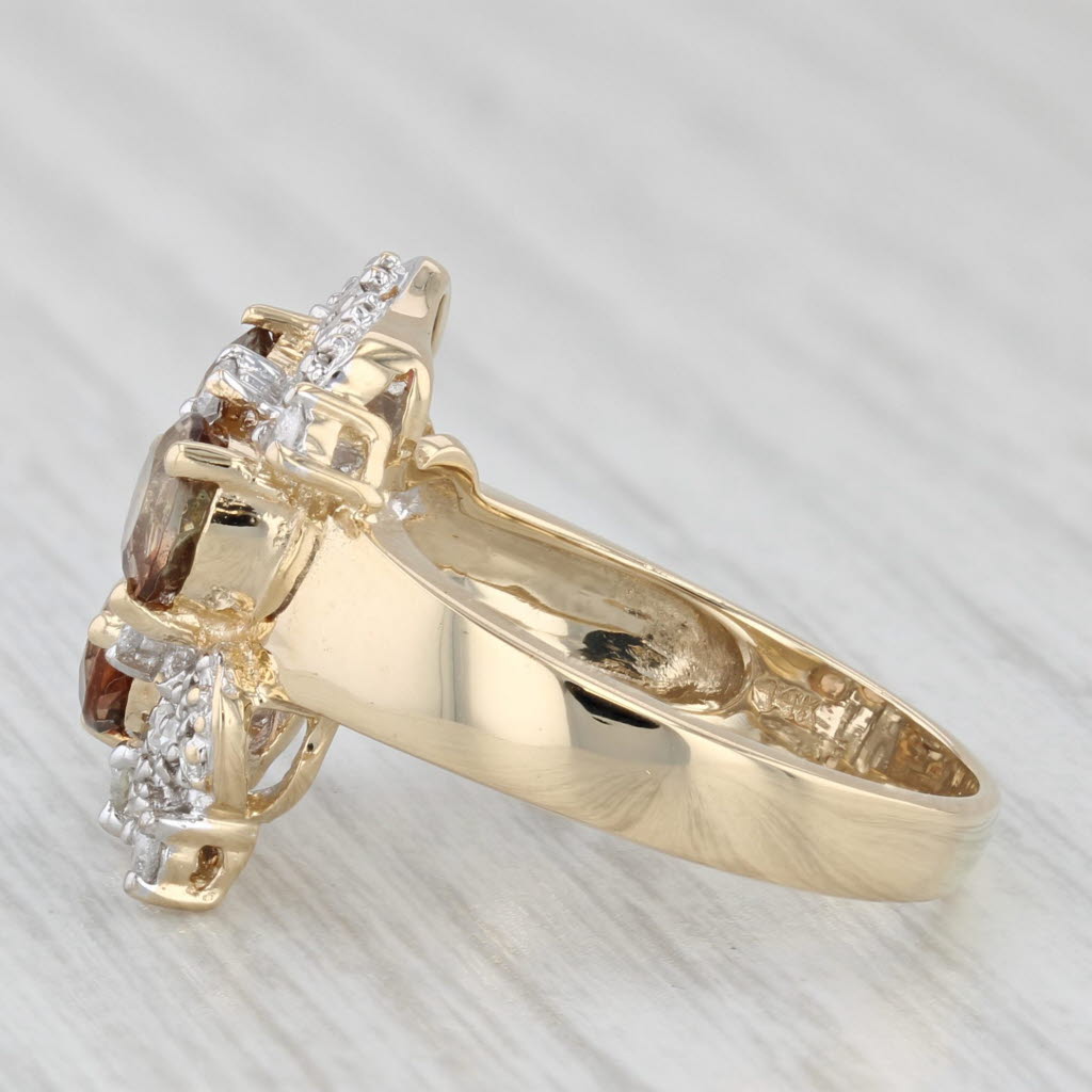 1.88ctw Andalusite Diamond Cluster 14k Yellow Gold Ring Size 7.25