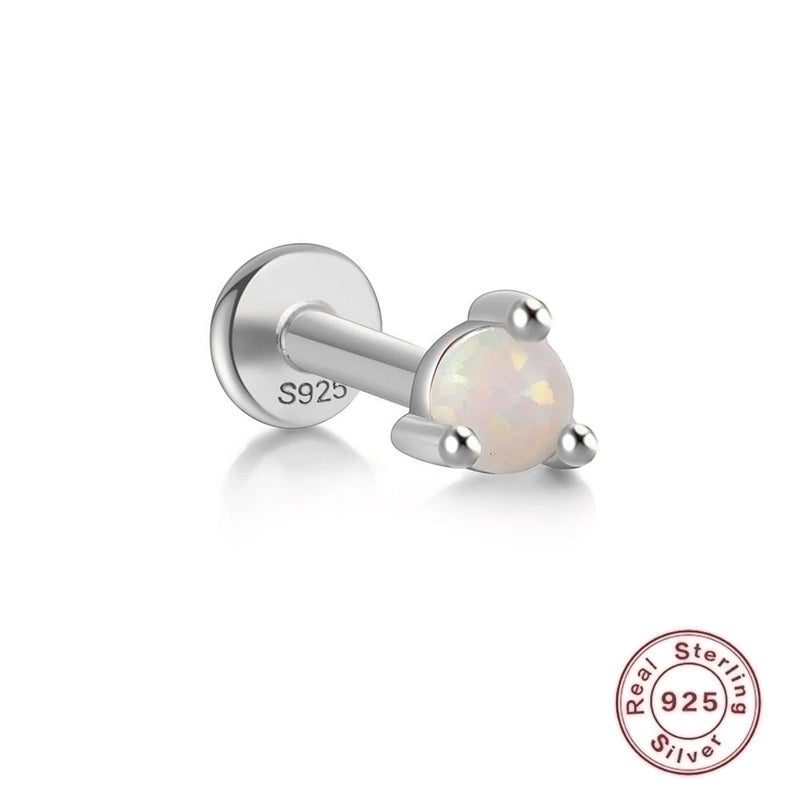 1 Piece Ear Cartilage Rings & Studs Fashion Square Water Droplets Paw Print Silver Inlay Zircon